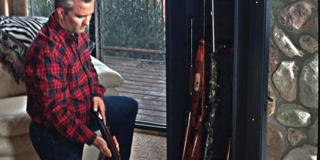 SecureIt in Stack On gun cabinet upgraded to tactical gun storage