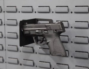 pistol storage peg for sideways storage