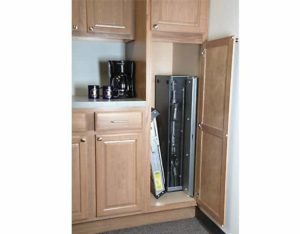 Fast Box gun safe vertical storage in kitchen area