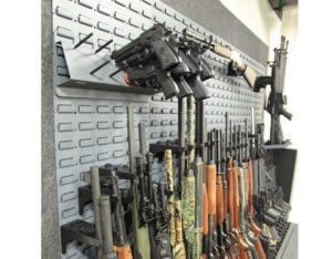 pistol storage rack on gun wall