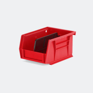 red small storage bin
