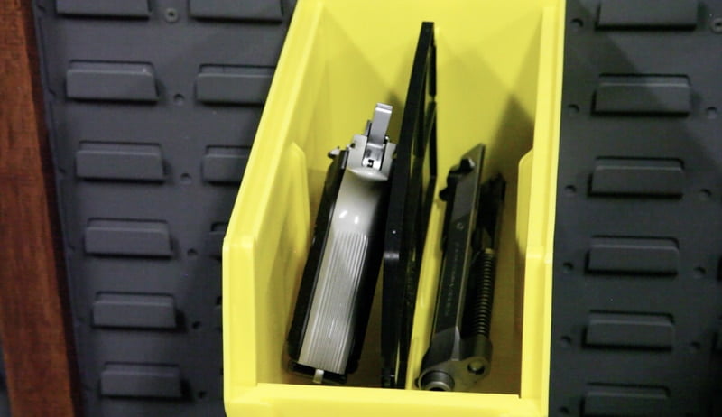 Disassembled Pistol in Bin