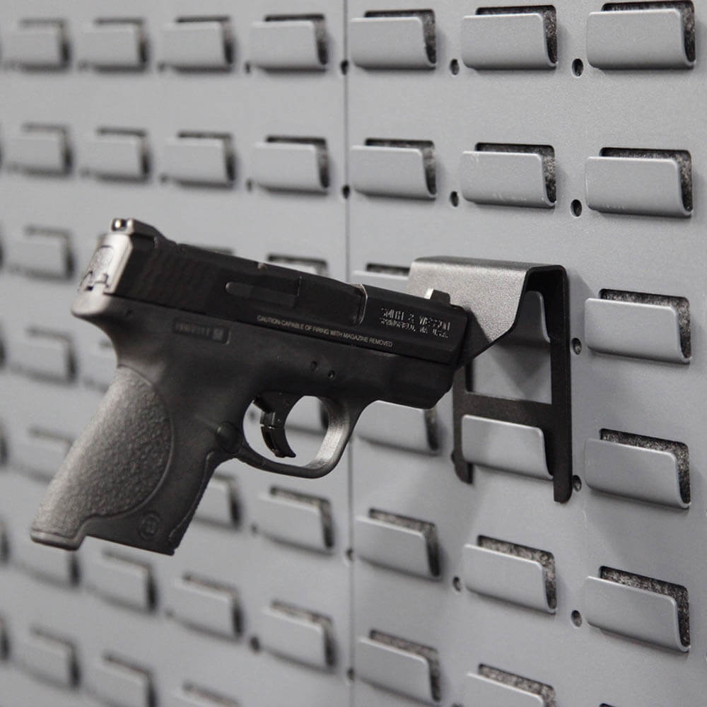 single pistol peg storage for handguns