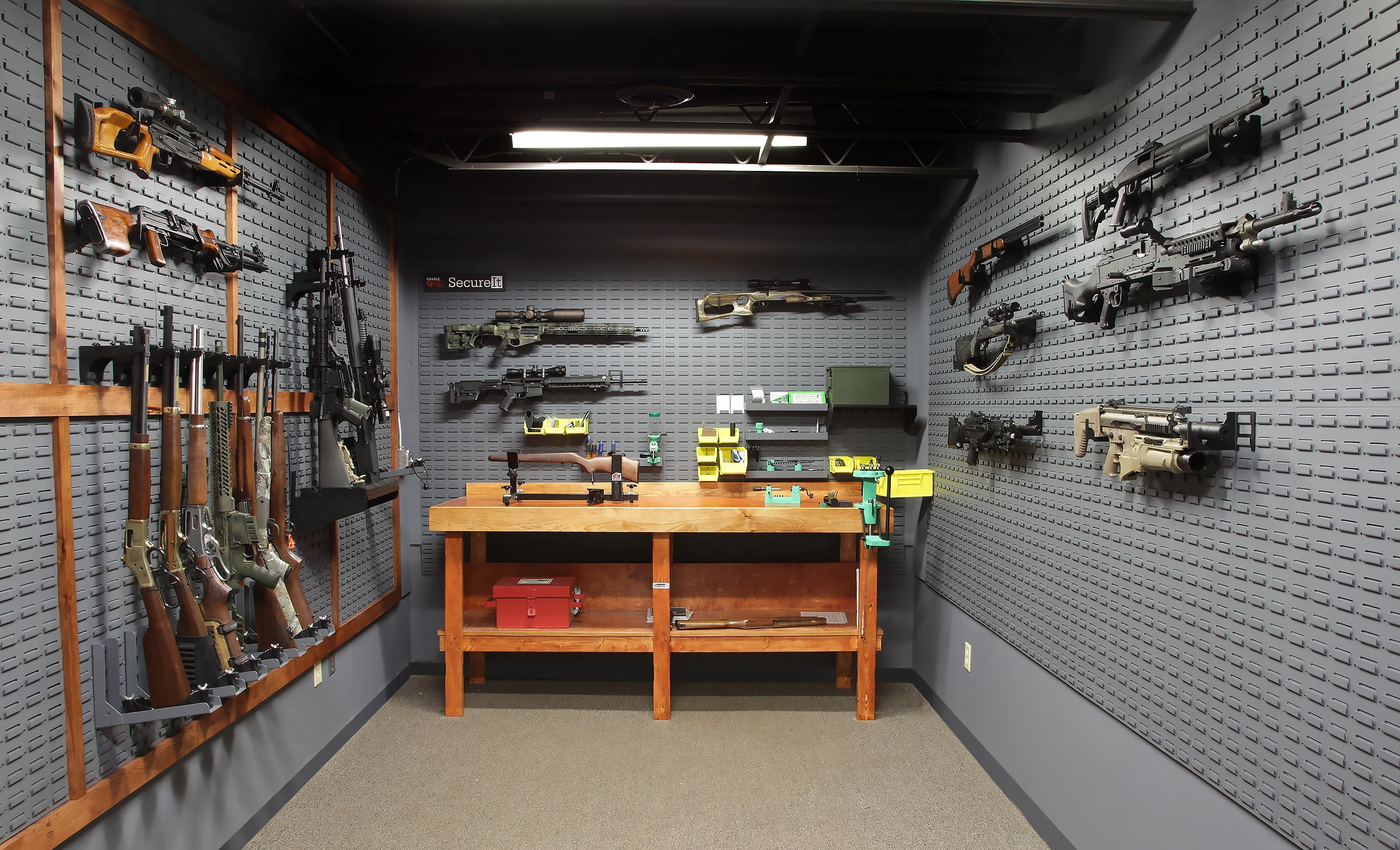 Gun room with reloading bench
