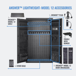 Answer Lightweight Model 12 gun safe with accessories