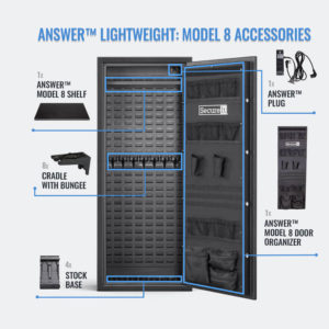 Answer Lightweight Model 8 gun safe with accessories