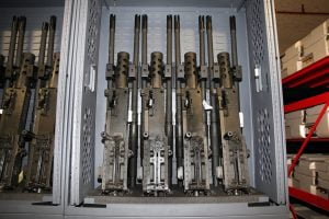 weapon rack at military armory