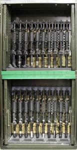 weapon rack at military armory