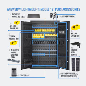 Answer Lightweight Model 12 Plus gun safe with accessories