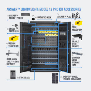 Answer Lightweight Model 12 Pro gun safe with accessories
