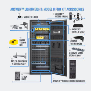 Answer Lightweight Model 8 Pro gun safe with accessories