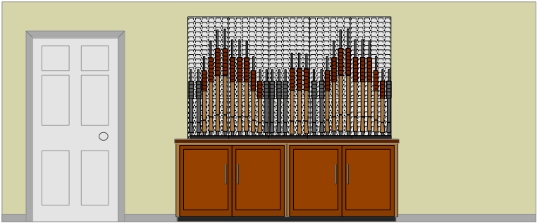 gun wall with cabinets