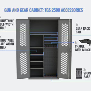 TGS-2500 gun and gear cabinet with accessories