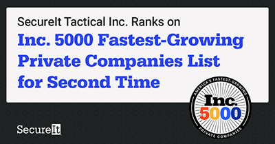 SecureIt Tactical Inc. Ranks on Inc. 5000 Fastest-Growing Private Companies List for Second Time