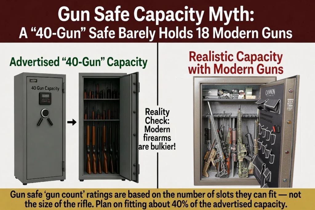 infographic showing gun safe capacity is dramatically overstated.